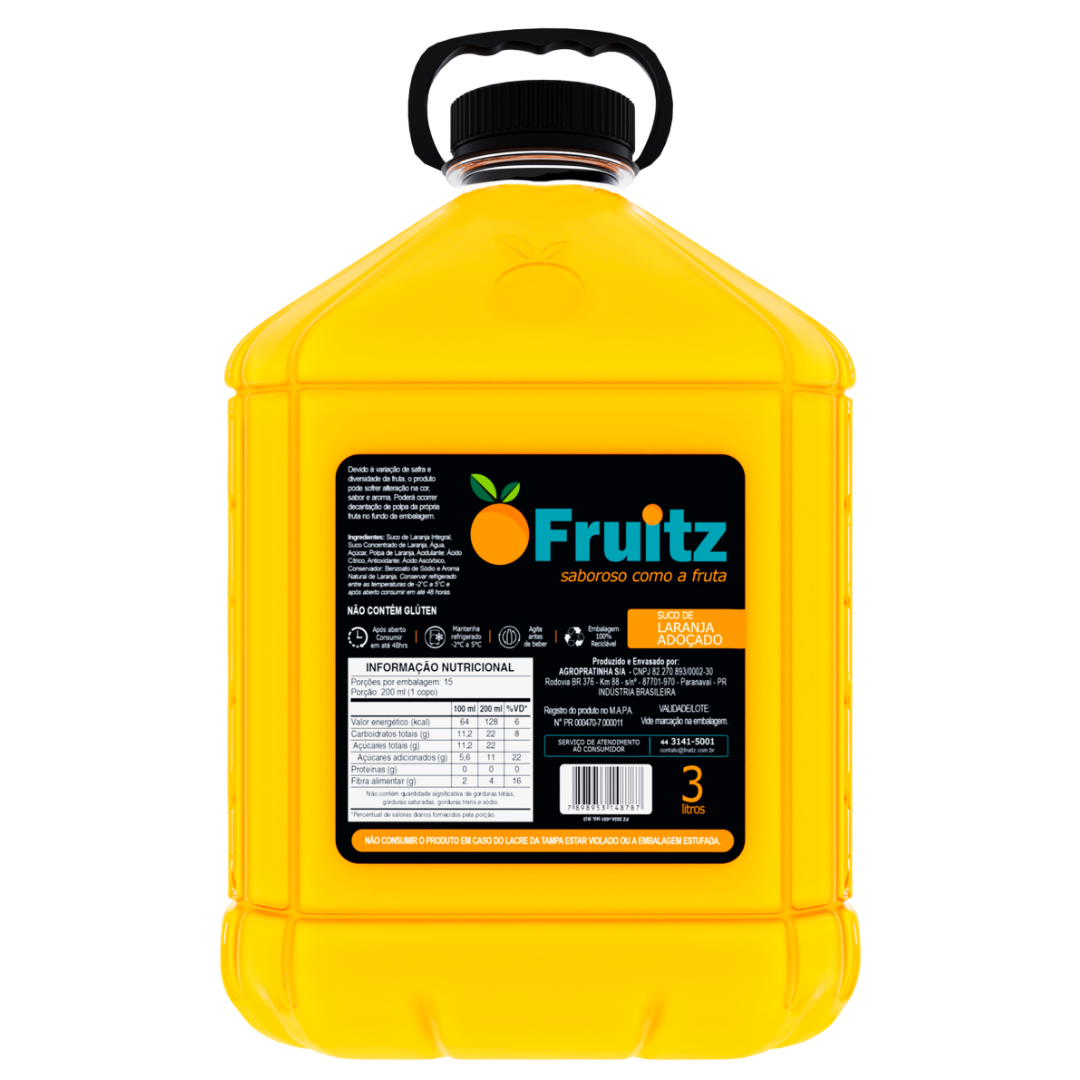 BEB. SUCO FRUITZ LARANJA C/3 LT